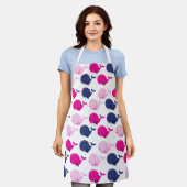 かわいいクジラ、クジラの模様、海獣 エプロン (着用した状態)