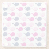 かわいいクジラ、クジラの模様、海獣 ガラスコースター (裏面)