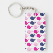 かわいいクジラ、クジラの模様、海獣 キーホルダー (正面)