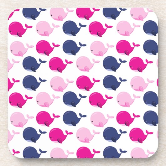 かわいいクジラ、クジラの模様、海獣 コースター (正面)