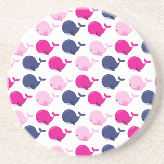かわいいクジラ、クジラの模様、海獣 コースター (正面)