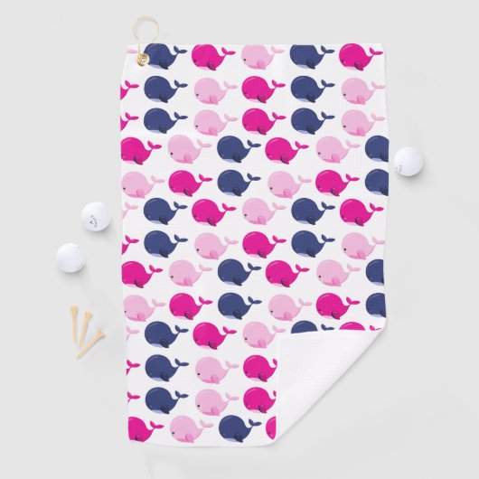 かわいいクジラ、クジラの模様、海獣 ゴルフタオル (インサイチュ)