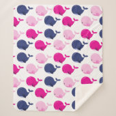 かわいいクジラ、クジラの模様、海獣 シェルパブランケット (正面)