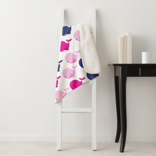 かわいいクジラ、クジラの模様、海獣 シェルパブランケット (インサイチュ)