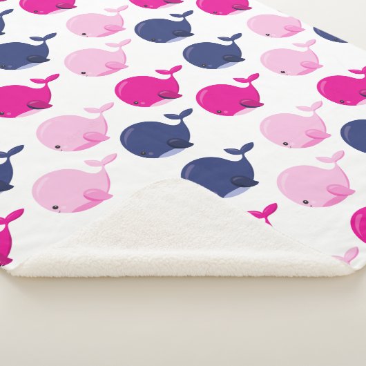 かわいいクジラ、クジラの模様、海獣 シェルパブランケット (3/4)