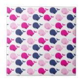 かわいいクジラ、クジラの模様、海獣 タイル (正面)