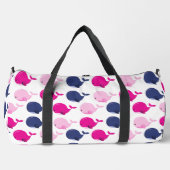 かわいいクジラ、クジラの模様、海獣 ダッフルバッグ (正面)