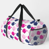 かわいいクジラ、クジラの模様、海獣 ダッフルバッグ (右コーナー)