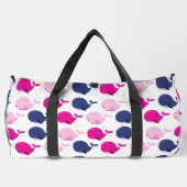 かわいいクジラ、クジラの模様、海獣 ダッフルバッグ (裏面)