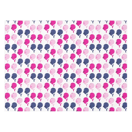 かわいいクジラ、クジラの模様、海獣 テーブルクロス (正面(横))