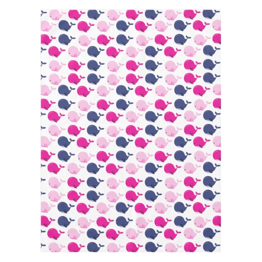 かわいいクジラ、クジラの模様、海獣 テーブルクロス (正面)