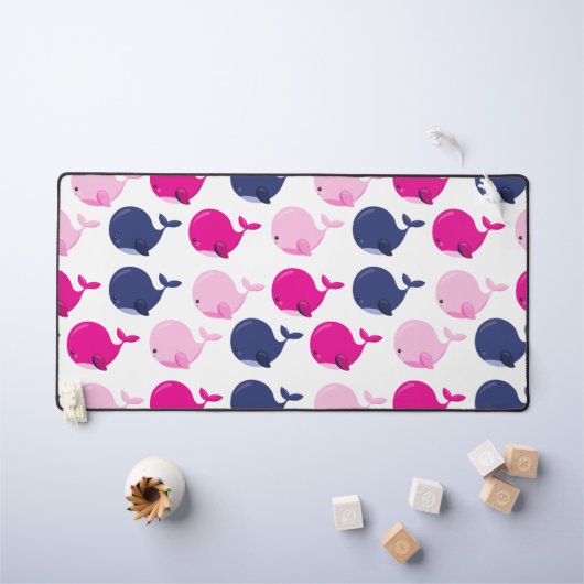 かわいいクジラ、クジラの模様、海獣 デスクマット (キッズテーブル)