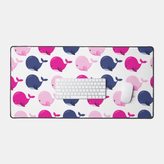 かわいいクジラ、クジラの模様、海獣 デスクマット (キーボード&マウス)