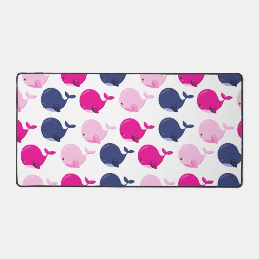 かわいいクジラ、クジラの模様、海獣 デスクマット (正面)