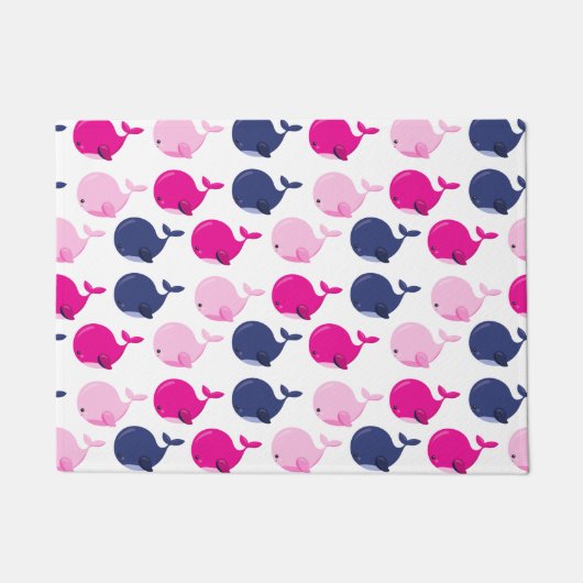 かわいいクジラ、クジラの模様、海獣 ドアマット (正面)