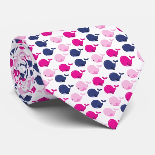 かわいいクジラ、クジラの模様、海獣 ネクタイ (ロール)