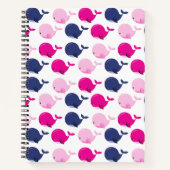 かわいいクジラ、クジラの模様、海獣 ノートブック (正面)