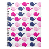 かわいいクジラ、クジラの模様、海獣 ノートブック (正面)