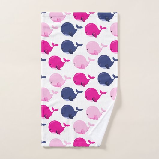 かわいいクジラ、クジラの模様、海獣 バスタオルセット (ハンドタオル)