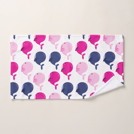 かわいいクジラ、クジラの模様、海獣 バスタオルセット (ハンドタオル)