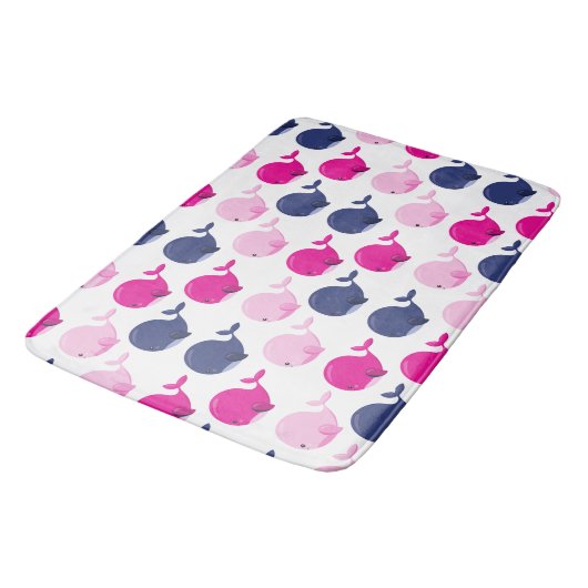 かわいいクジラ、クジラの模様、海獣 バスマット (アングル)