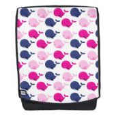 かわいいクジラ、クジラの模様、海獣 バックパック (正面)