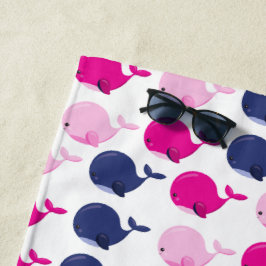 かわいいクジラ、クジラの模様、海獣 ビーチタオル