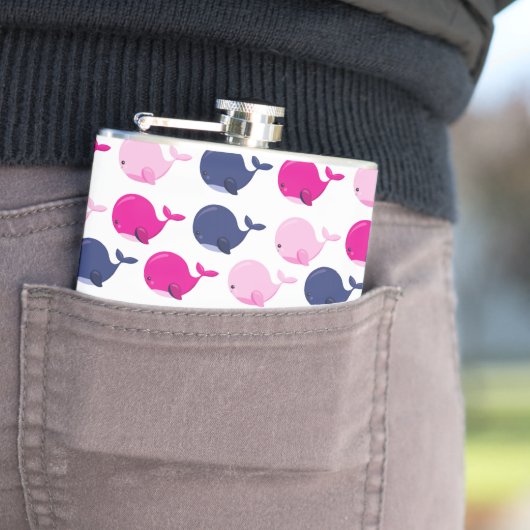 かわいいクジラ、クジラの模様、海獣 フラスク (インサイチュ)