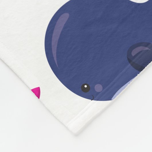 かわいいクジラ、クジラの模様、海獣 フリースブランケット (角)