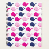 かわいいクジラ、クジラの模様、海獣 プランナー手帳 (正面)