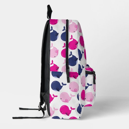 かわいいクジラ、クジラの模様、海獣 プリントバックパック (左)