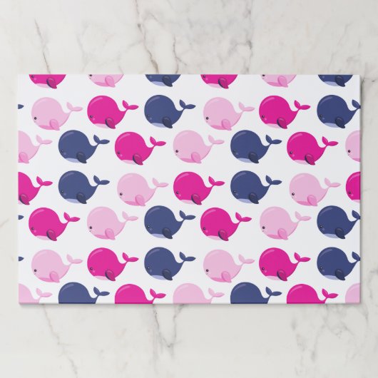 かわいいクジラ、クジラの模様、海獣 ペーパーパッド (正面)