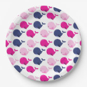 かわいいクジラ、クジラの模様、海獣 ペーパープレート (正面)