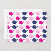 かわいいクジラ、クジラの模様、海獣 ポストカード (正面/裏面)