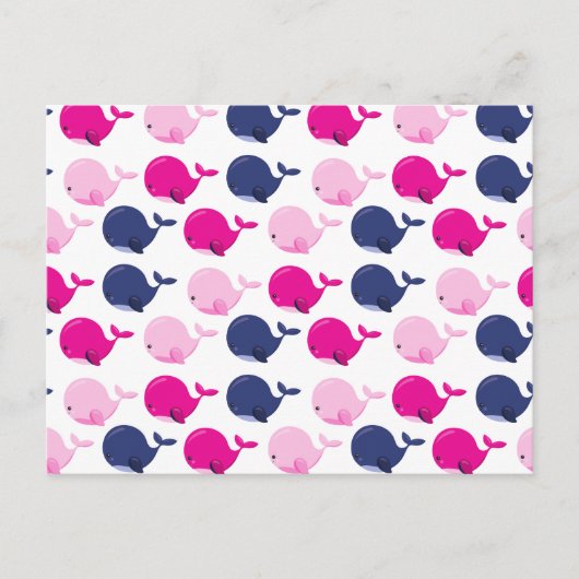かわいいクジラ、クジラの模様、海獣 ポストカード (正面)