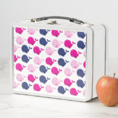 かわいいクジラ、クジラの模様、海獣 メタルランチボックス (インサイチュ)