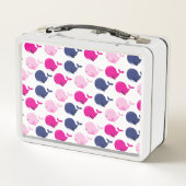 かわいいクジラ、クジラの模様、海獣 メタルランチボックス (裏面)