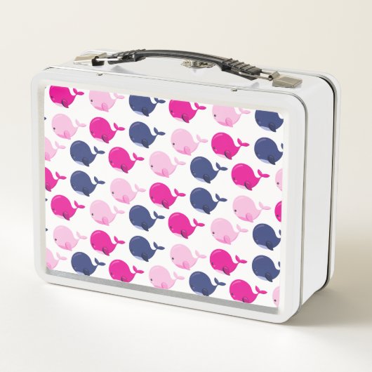 かわいいクジラ、クジラの模様、海獣 メタルランチボックス (裏面)