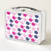 かわいいクジラ、クジラの模様、海獣 メタルランチボックス (正面)