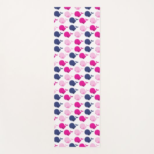 かわいいクジラ、クジラの模様、海獣 ヨガマット (正面)