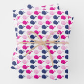 かわいいクジラ、クジラの模様、海獣 ラッピングペーパーシート (インサイチュ)