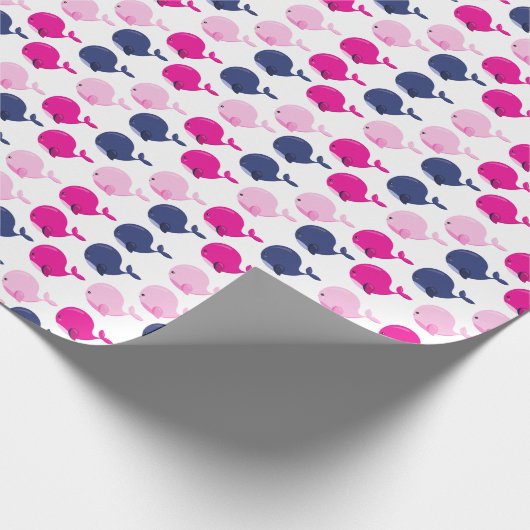 かわいいクジラ、クジラの模様、海獣 ラッピングペーパー (角)