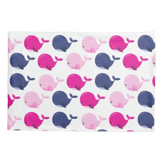 かわいいクジラ、クジラの模様、海獣 枕カバー (裏面)