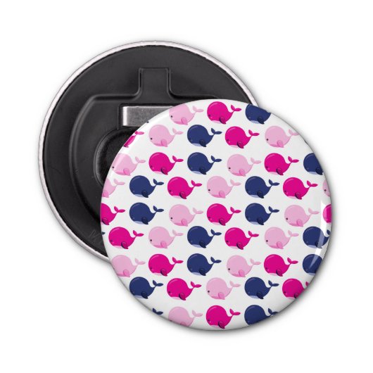 かわいいクジラ、クジラの模様、海獣 栓抜き (正面)