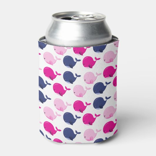 かわいいクジラ、クジラの模様、海獣 缶クーラー (缶正面)