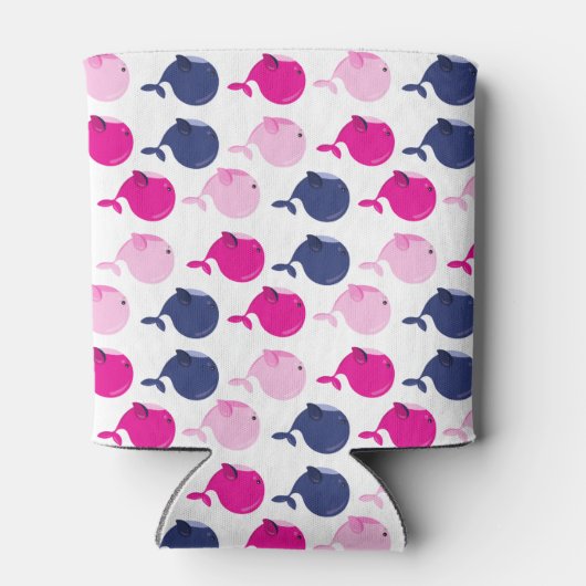 かわいいクジラ、クジラの模様、海獣 缶クーラー (裏面)