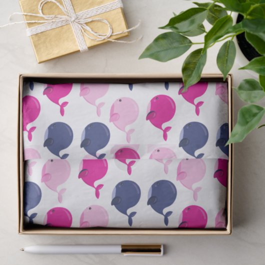 かわいいクジラ、クジラの模様、海獣 薄葉紙 (ギフト)