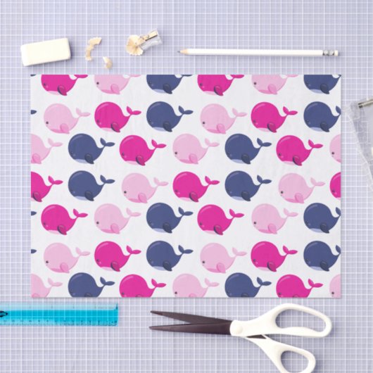 かわいいクジラ、クジラの模様、海獣 薄葉紙 (クラフト)