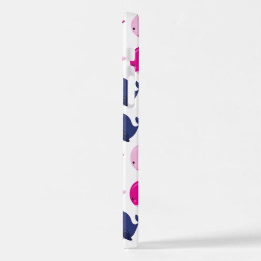 かわいいクジラ、クジラの模様、海獣 iPhoneケース (左側面)