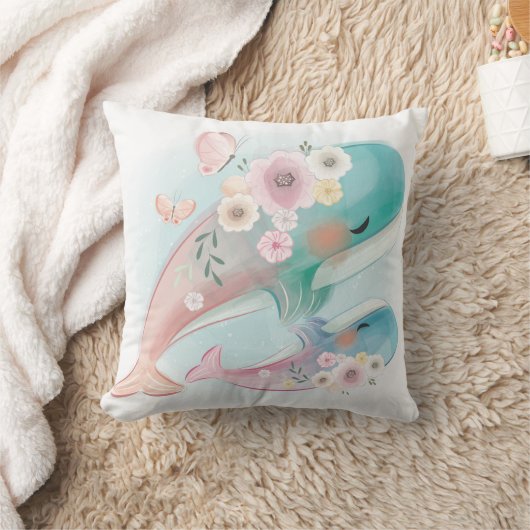 かわいいクジラ クッション (ブランケット)